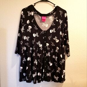 Torrid X Betsey Johnson skull print top blouse women's plus size 0